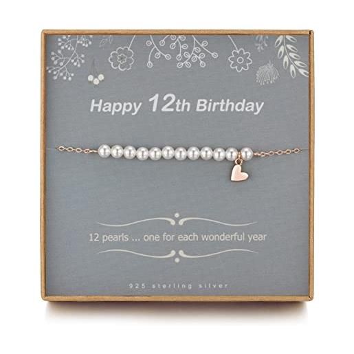 TISSGIRL regalo per ragazza di 12 anni, braccialetto di perle dolci regali per ragazze di 12 anni, braccialetto di perle regolabile, regalo per ragazze di 12 anni idee, 13 inch, perla, perla