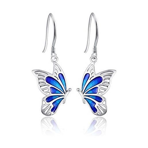 OHAYOO orecchini a farfalla per bambini orecchini pendenti a farfalla in argento sterling 925 con pendente a farfalla, gioielli da appendere, regali per donne e ragazze