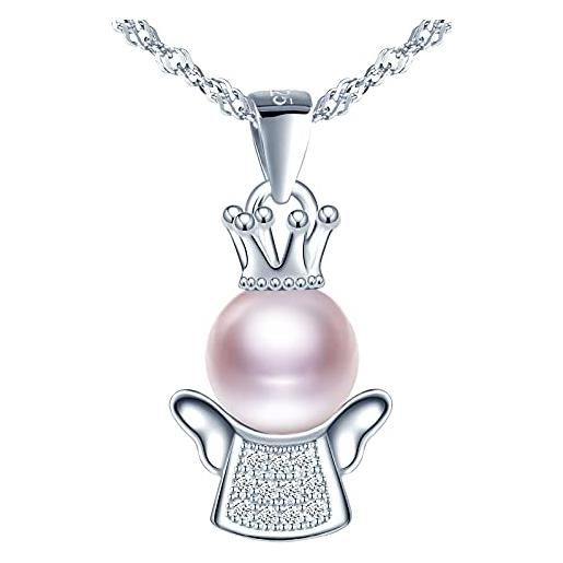 Yumilok-ciondolo per collana da donna cute crown angel pearl s925 collana con ciondolo combinato in argento sterling colori multipli