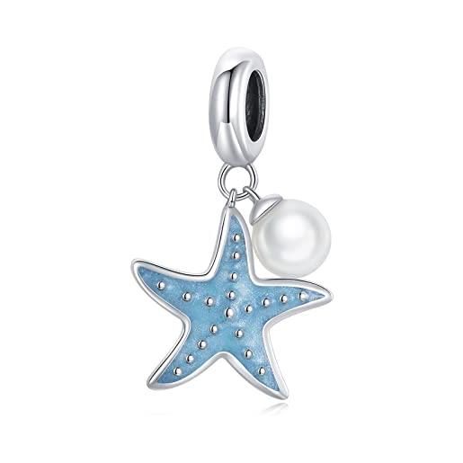 NINGAN ciondolo a forma di stella marina in argento 925 adatto per le signore braccialetto collana