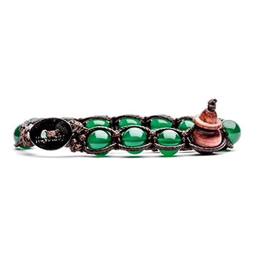 Tamashii bracciale originale tibetano realizzato con pietre naturali agata verde