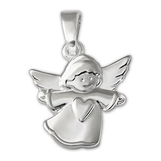 CLEVER SCHMUCK clever gioielli ciondolo ad piccolo bambino-angelo con cuore lucido in argento 925 fornito senza catena