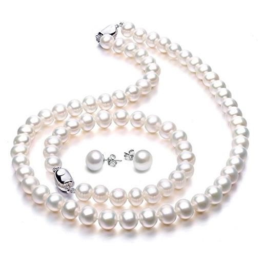 VIKI LYNN parure gioielli perla collana orecchini e braccialetto per donna parure di perle regalo per la festa della mamma regali di san valentino qualità aaa di viki lynn