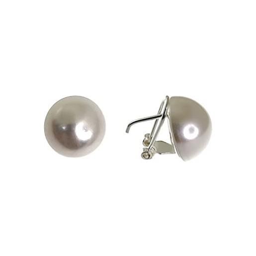 Minoplata orecchini a mezza perla sintetica, 14 mm di diametro, con chiusura omega in argento sterling, un gioiello dal design classico per donne che amano i complementi che non passano mai di moda. 