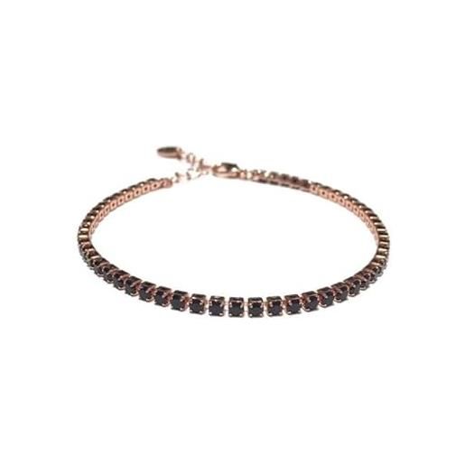 MAISON GIOIELLI FIRENZE - ohana bracciale tennis in metallo placcato oro e zirconi colorati, bracciale opali, chiusura moschettone ipoallergenico antigraffio e waterproof (oro rosa, nero)