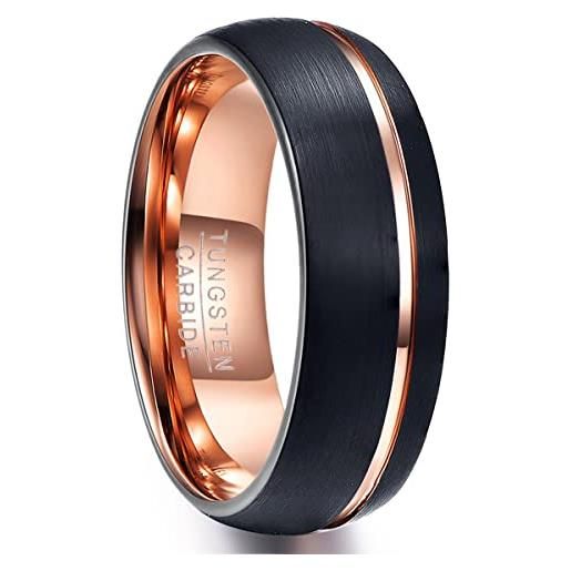 NUNCAD anello da uomo in oro rosa con anello tungsteno anello semplice/anello da laurea elegante per giovane misura moderna 8mm (20)
