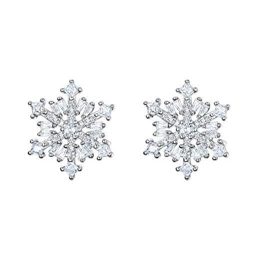 EVER FAITH® 925 argento cubic zirconia regalo di natale inverno fiocco di neve fiore orecchini n07292-1