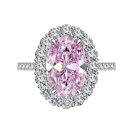 CRYSLOVE anello di fidanzamento de donne 925 argento principessa diana kate middleton anello naturale pietra 6 carati zircone anelli rosa eterno falso diamante anello di nozze gioielli regalo
