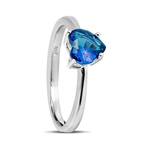 Donipreziosi anello cuore in argento 925% regolabile - anello per donna e ragazza classico ed elegante - made in italy (blu)
