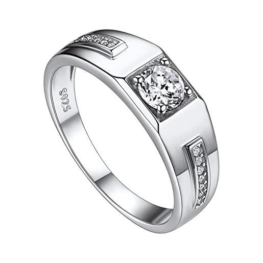 Suplight anello argento zirconia diamante 925 donna anello nuziale argento con zirconia diamante anello da uomo anello matrimonio taglia 20 regalo per uomo e donna