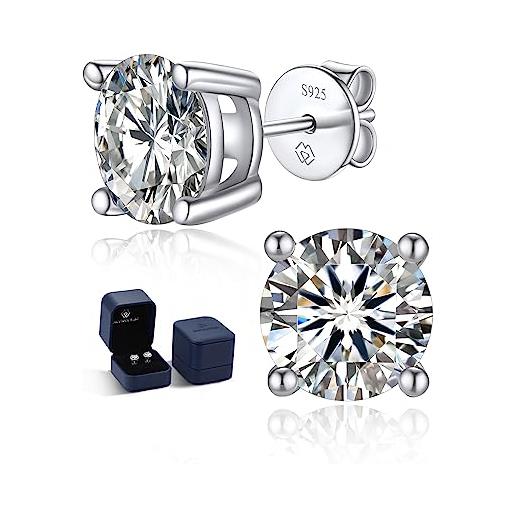 MomentWish orecchini moissanite argento 925, 1 carati/5mm orecchini brillantini simulato diamante orecchino punto luce donna uomo anallergici