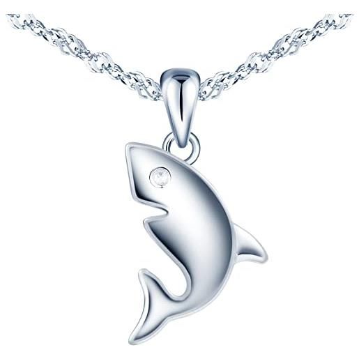 Yumilok collane da donna s925 argento sterling animale marino squalo delfino moda ciondolo regalo per l'amante adatto a tutte le occasioni