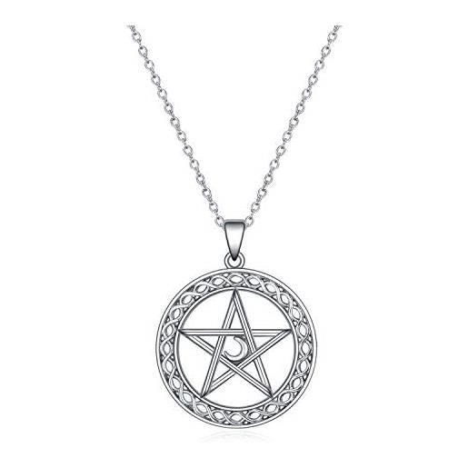 VONALA collana con ciondolo a pentagramma in argento sterling 925 wiccan star crescent moon collane gioielli per donne uomini regali