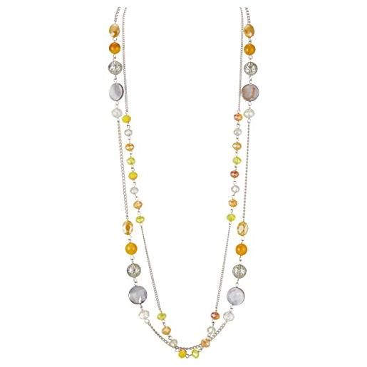 FULU AUTUMN collana lunga in argento da donna, elegante, con doppio ciondolo in perle di cristallo, gioiello di moda, regalo per le donne, perla vetro zinco, perla