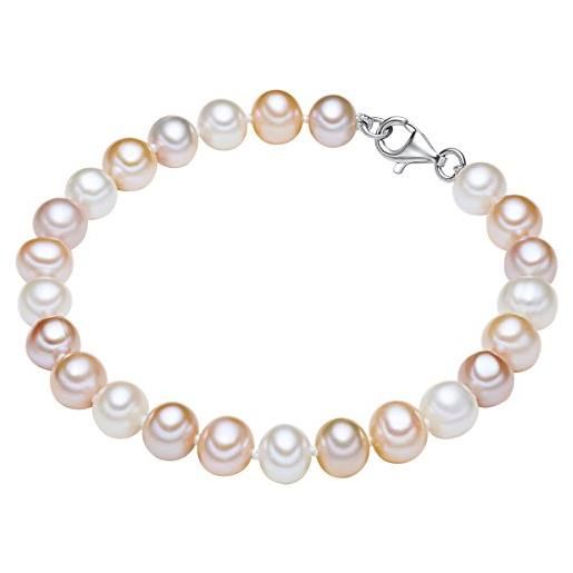 Valero Pearls bracciale da donna in argento sterling 925 con perla coltivata d'acqua dolce, argento