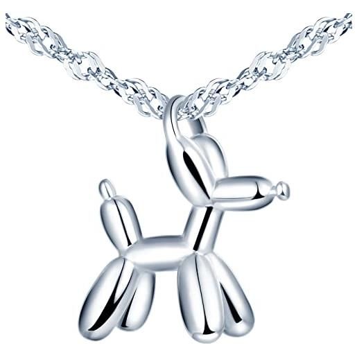 Yumilok collane da donna s925 in argento sterling cane astratto ciondolo speciale e stravagante per una persona cara adatto a tutte le occasioni