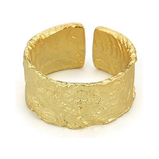 Springlight ✦ regalo san valentino anelli donna in argento sterling s925 anelli larghi superficie irregolare lamina argento oro anello regolabile argento gioielli regalo donna. (gold)
