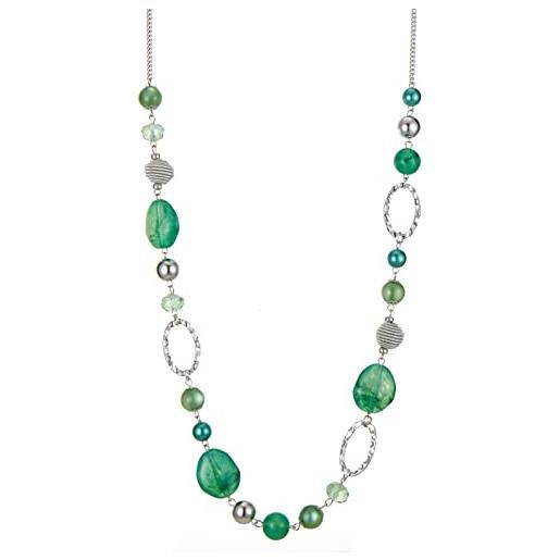 BULINLIN collane lunghe in argento con perline per donne, collana a catena a maglia fatta a mano con perline di cristallo per gioielli di moda regali, resina perla cristallo, giada, perla