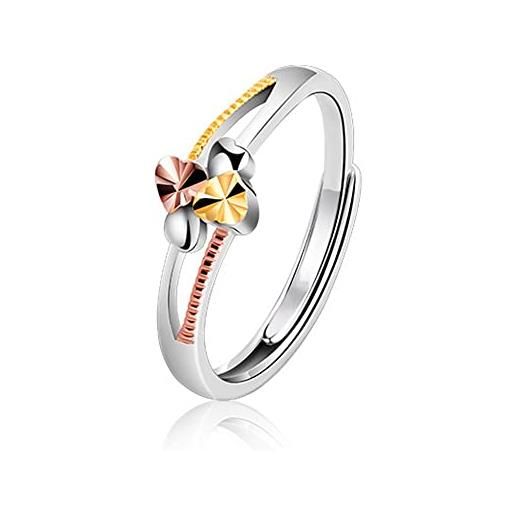 EUMENIDES anello d'argento da donna, anello d'oro in argento 925, anello regolabile, anello di matrimonio e fidanzamento, regalo di san valentino. . . (anello di corrispondenza con cuore colorato)