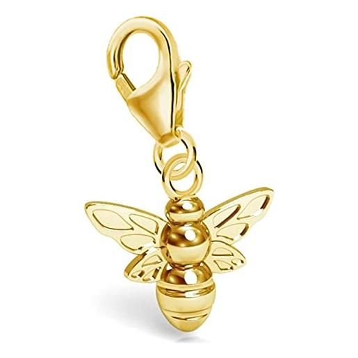 Goldene Hufeisen mini piccolo ciondolo a forma di ape con moschettone, in argento sterling 925 placcato oro, argento sterling oro giallo, non pertinente. 