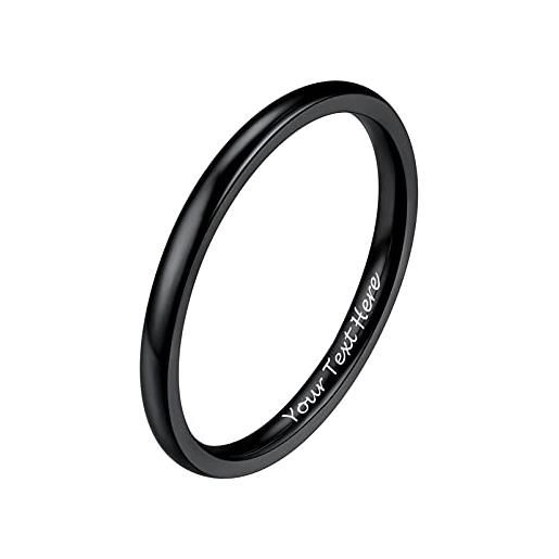 PROSTEEL anello uomo personalizzabile acciaio inossidabile anello a fascia uomo personalizzabile nero miusra 09 (dia 15,7mm), anello unisex con confezione regalo