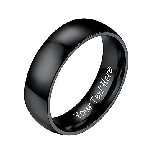 PROSTEEL anello incisione personalizzata in acciaio inossidabile 6mm taglia 17 in nero (confezione regalo)- anello uomo acciaio inossidabile