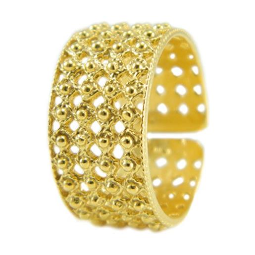 Paolo Saba anello fede sarda a fascia traforata 4 file argento dorato modello aperto misura regolabile gioiello sardegna
