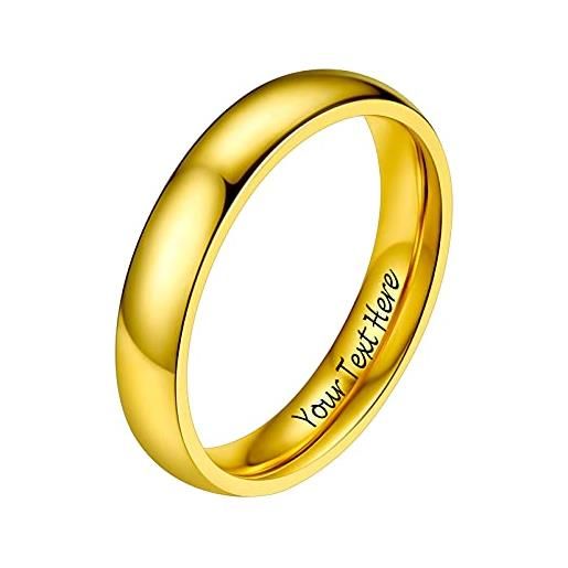 PROSTEEL anelli personalizzabili con incisione in acciaio inossidabile 4mm taglia 14 in oro placcato (confezione regalo)- anello uomo acciaio inossidabile