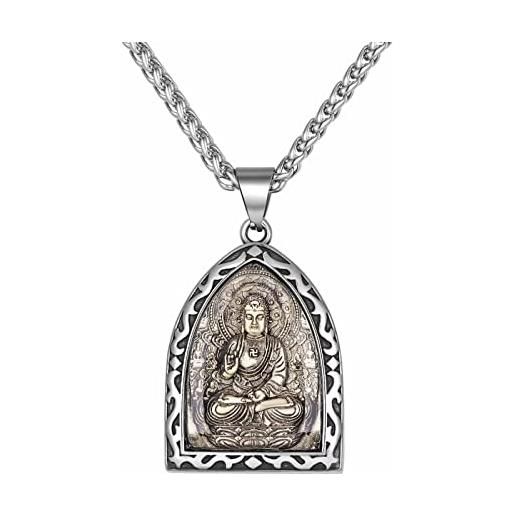 GKHFDE retro tibetan buddhism buddha pendant amulet necklace for men women