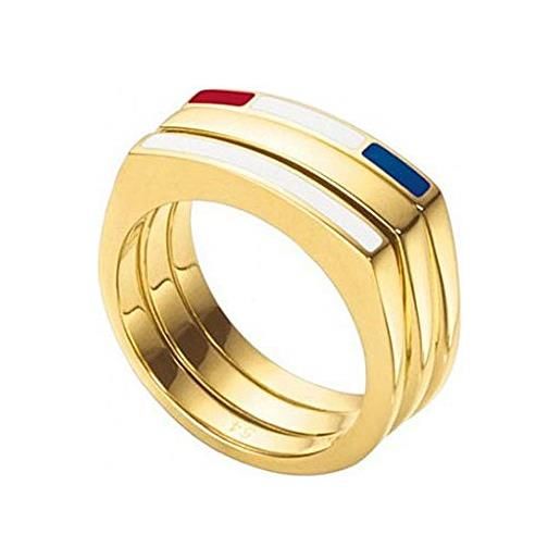 Tommy Hilfiger anello di 3 pezzi da 13 in acciaio inox placcato oro 2700581b [ab9893]