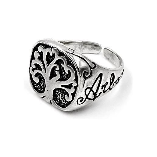 Damiano Argenti arbor vitae anello chevalier in argento brunito con albero della vita argento