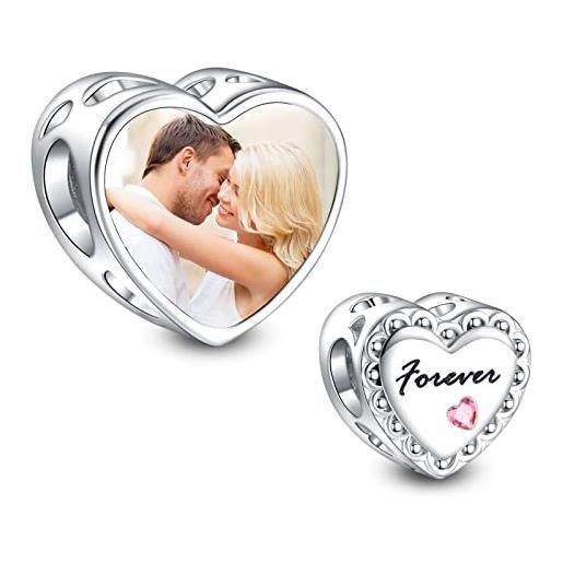 NINGAN forever love fascino personalizzato con foto per la moglie 925 perle di gioielli in argento sterling adatto per braccialetti e catene da donna regali di natale