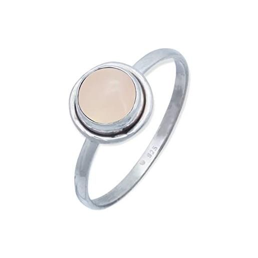 mantraroma anello argento 925 con pietre preziose quarzo rosa pietra argento sterling da donna in vero argento (mrg-217-07-(54))