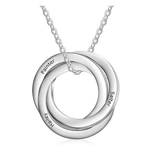 kaululu russo anelli collana con incisione personalizzata gioielli donna ciondolo incisione 3 nomi in acciaio inossidabile famiglia bff regalo gioielli