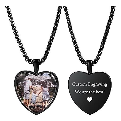 INBLUE collana con ciondolo cuore personalizzato incisione foto testo data regali per donne ragazze madre adolescenti san valentino gioielli commemorativi in acciaio inossidabile
