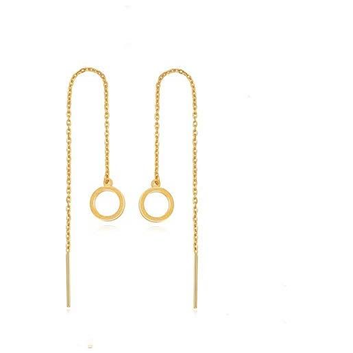 Epinki orecchini oro 750 donna filo per orecchio ad anello opaco orecchino con pendente gioielli