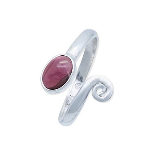 mantraroma anello argento 925 con pietre preziose misura regolabile granato pietra rossa argento sterling da donna in vero argento (mrv-064-02)