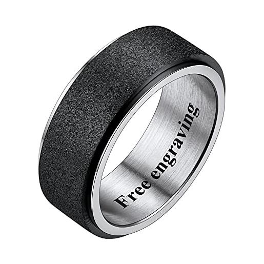 U7 testo inciso ragazzi anelli neri opachi gioielli moda in acciaio inossidabile simpatici anelli spining anelli biker ballerino moda -taglia 22