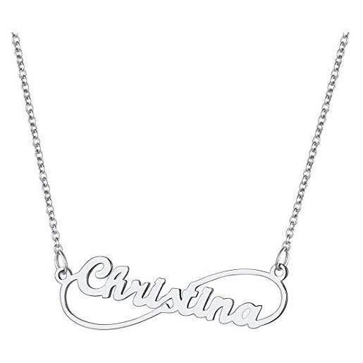 ChainsHouse collana da donna nome personalizzata collana con ciondolo infinito pietra portafortuna incisione in acciaio inossidabile gioielli regalo natale festa della mamma matrimonio fantasia