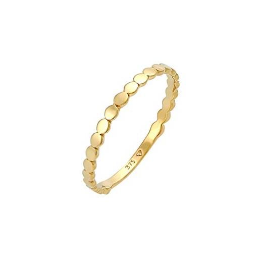 Elli premium anelli donna band ring ring piastrina round stack trend di base in oro giallo 375