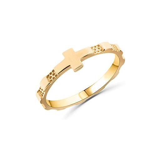 Anellissimo anello fedina religioso rosario uomo donna in argento sterling 925 placcato oro 18 carati - 30