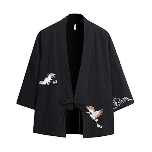 Black Sugar kimono - giacca da uomo tradizionale in cotone di buona qualità, con bordo giapponese, colore: nero nero m