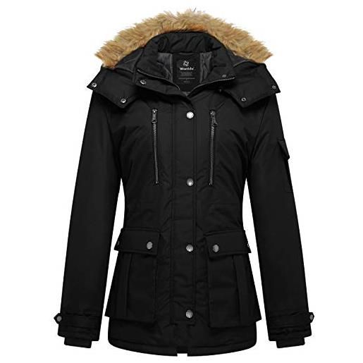 Wantdo giacca in cotone a vento coat hood warm idrorepellente jacket outdoor casual giacca con cappuccio donna verde militare s