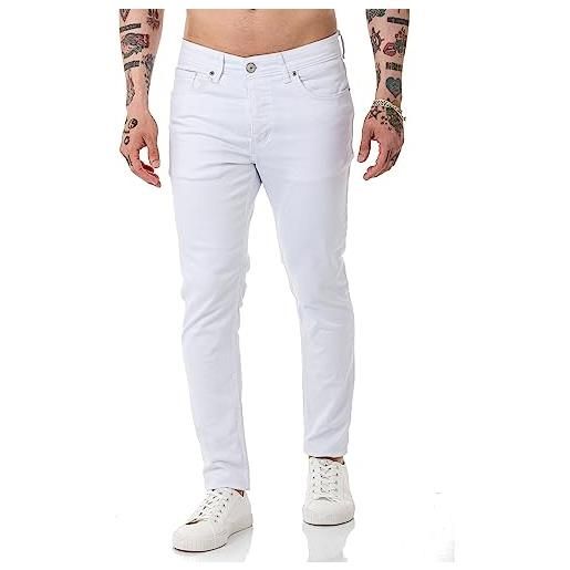 Redbridge jeans uomo pantaloni slim fit denim pants basic, bianco, 34w x 32l