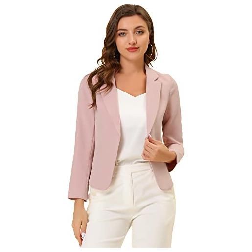 Allegra K blazer giacca donna, aperto, per ufficio, rosa tinta unita. , 40