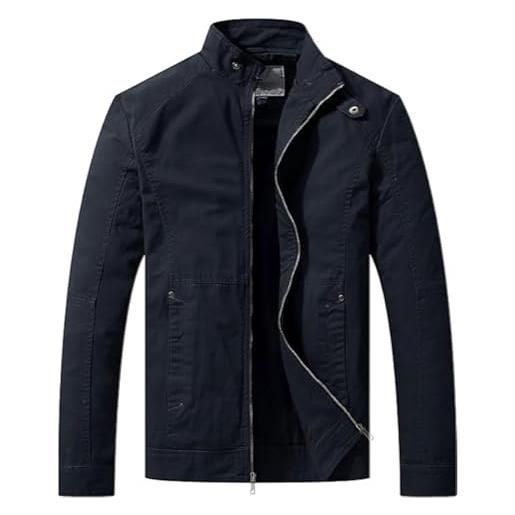 Giubbotto Leggero Uomo Bomber Mezza Stagione Con Cerniera - Giacca Estiva E Primaverile, Tinta Unita, Maniche Lunghe, Casual