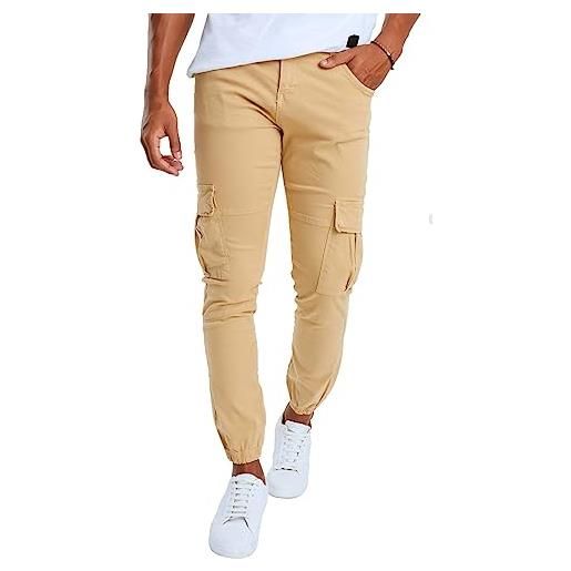 Leif Nelson jeans da uomo chino cargo, elasticizzati, per il tempo libero, elasticizzati, slim fit, ln9285, blu, 38w x 32l