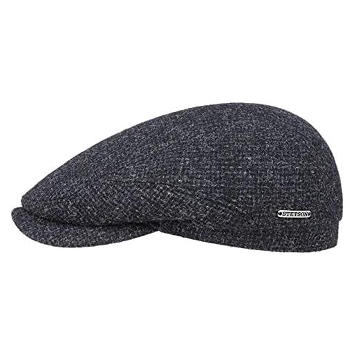 Stetson belfast tweed coppola uomo - made in the eu berretto piatto cappello invernale con visiera, fodera autunno/inverno - 57 cm blu