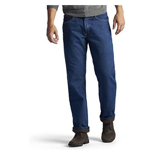Lee men's fleece and flannel lined relaxed-fit straight-leg jeans, dark wash-fleece lined, 29w x 30l