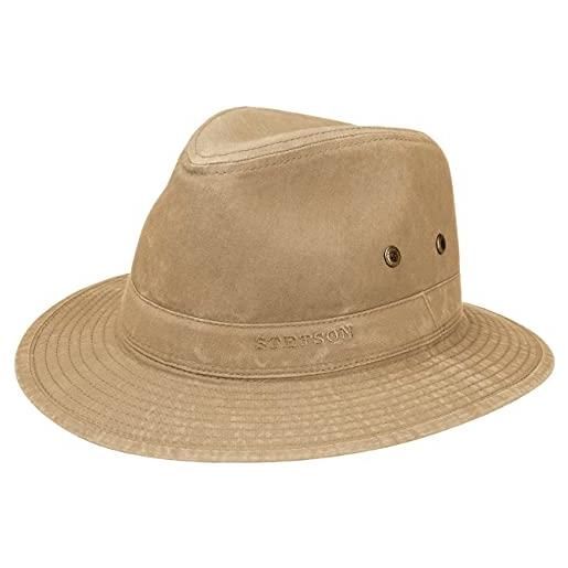 Stetson cappello traveller organic cotton - in tessuto di cotone biologico - con filtro uv 40+ - cotone ecosostenibile - cappello da sole primavera/estate nero l (58-59 cm)